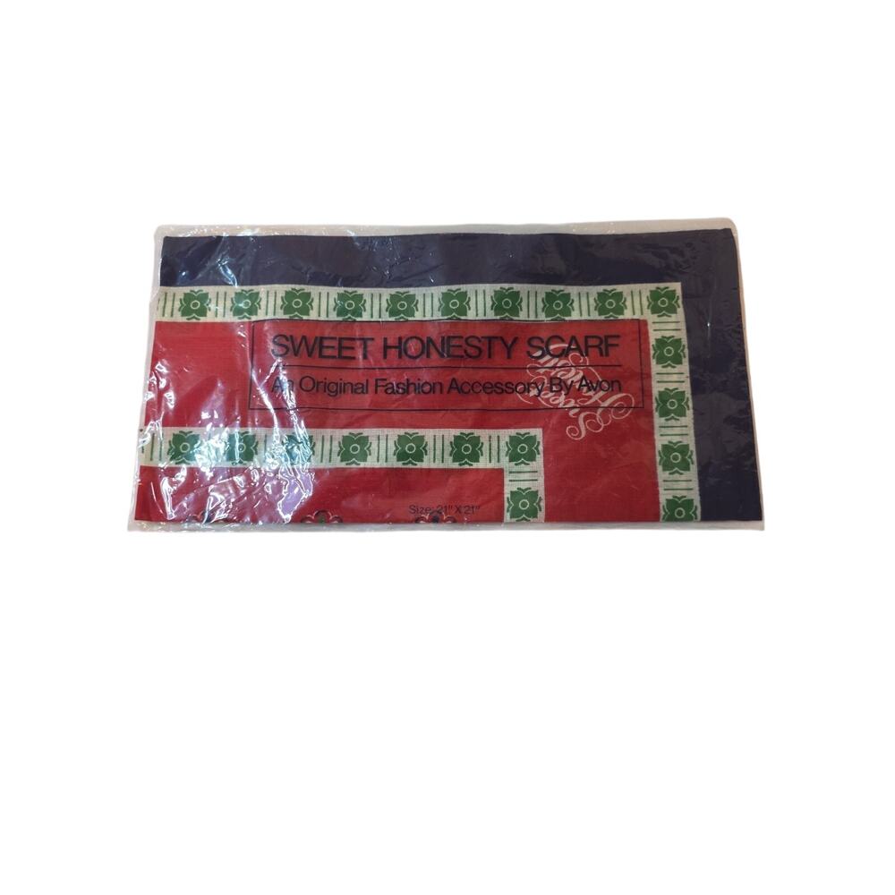 NEW Vintage Avon Sweet Honesty Red Blue Scarf Bandana 21" x 21" Japan